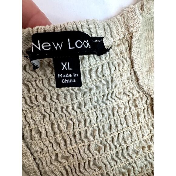 New Look Linen Blend Strappy Midi Dress Neutral Beige Buttons - Size XL - Picture 3 of 11